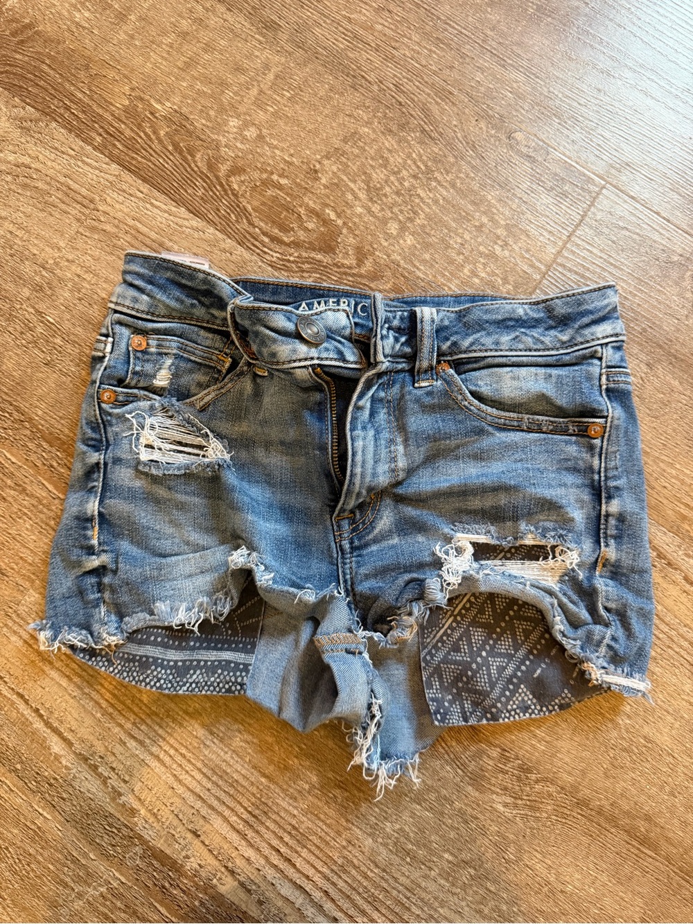 American Eagle Outfitters Ripped Light Blue Denim Shorts